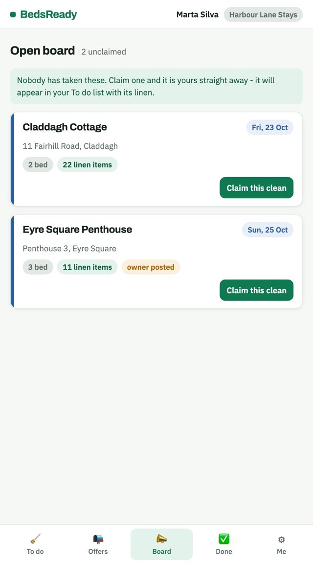 The open board on a cleaner's phone